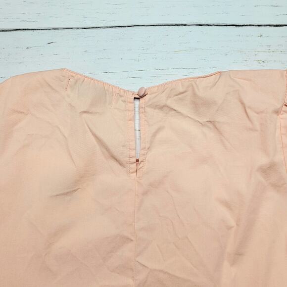 Charlie Holiday Marny Puff Sleeve Tiered Midi Dress Cotton Blush Peach Small 4 - Picture 8 of 11